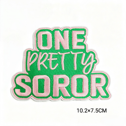 New Hot Selling Greek Sorority Pink Green Embroidered Patch 1908 Pretty Soror