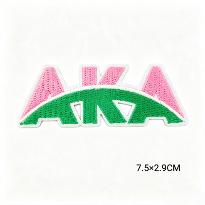 New Hot Selling Greek Sorority Pink Green Embroidered Patch 1908 Pretty Soror