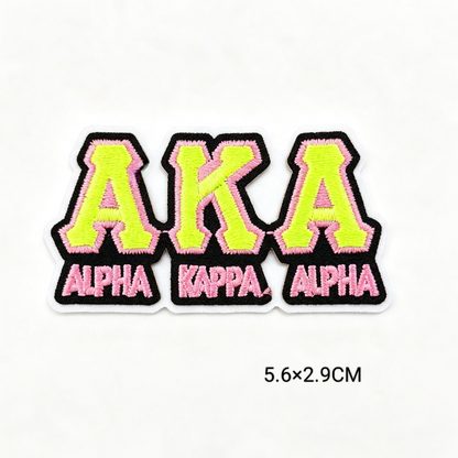 New Hot Selling Greek Sorority Pink Green Embroidered Patch 1908 Pretty Soror