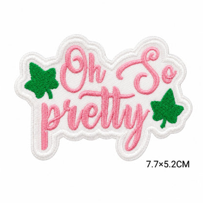 New Hot Selling Greek Sorority Pink Green Embroidered Patch 1908 Pretty Soror