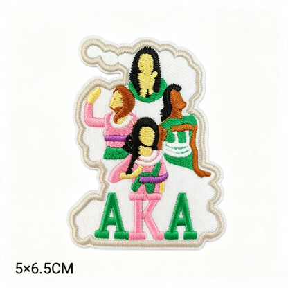 New Hot Selling Greek Sorority Pink Green Embroidered Patch 1908 Pretty Soror