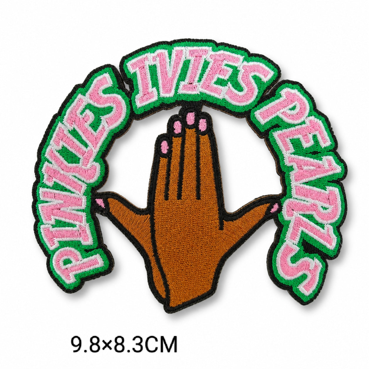 New Hot Selling Greek Sorority Pink Green Embroidered Patch 1908 Pretty Soror