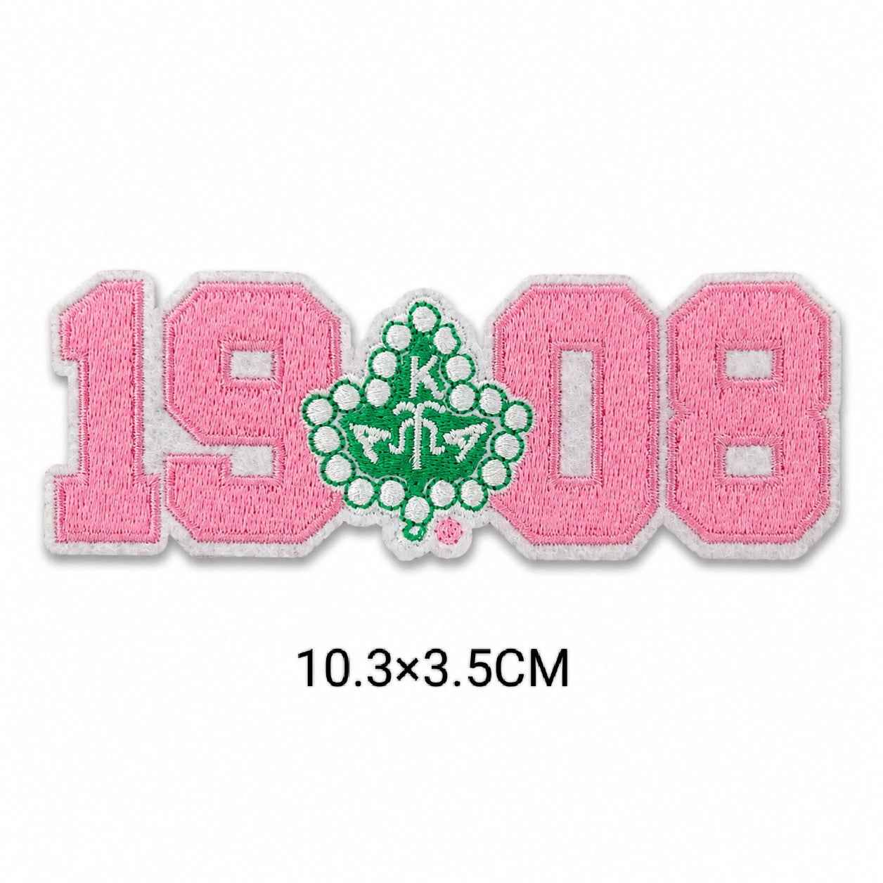 New Hot Selling Greek Sorority Pink Green Embroidered Patch 1908 Pretty Soror