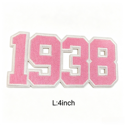4 Inch Jack and Jill Of America Embroidery Chenille Patch Pink Blue Iron On Patches 1938 Number