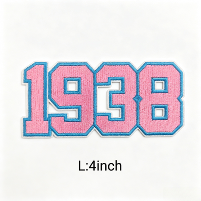 4 Inch Jack and Jill Of America Embroidery Chenille Patch Pink Blue Iron On Patches 1938 Number