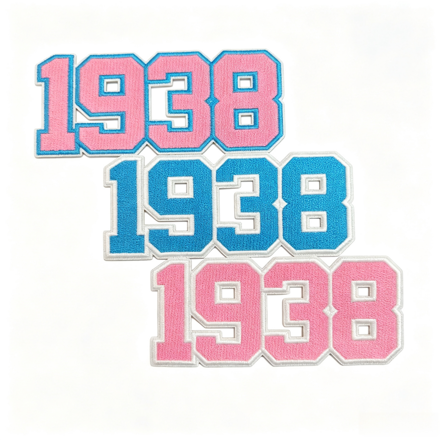4 Inch Jack and Jill Of America Embroidery Chenille Patch Pink Blue Iron On Patches 1938 Number