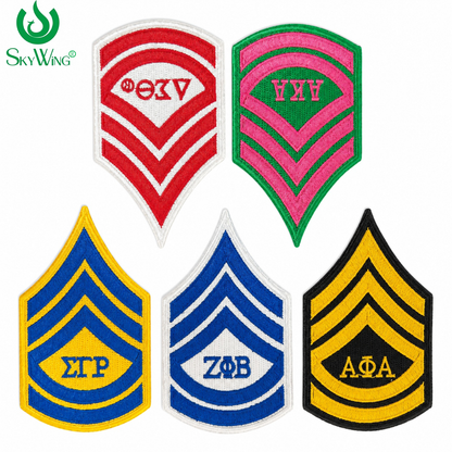 Greek Sorority Fraternity Chevron Embroidery Patches Iron On Sew On Badge