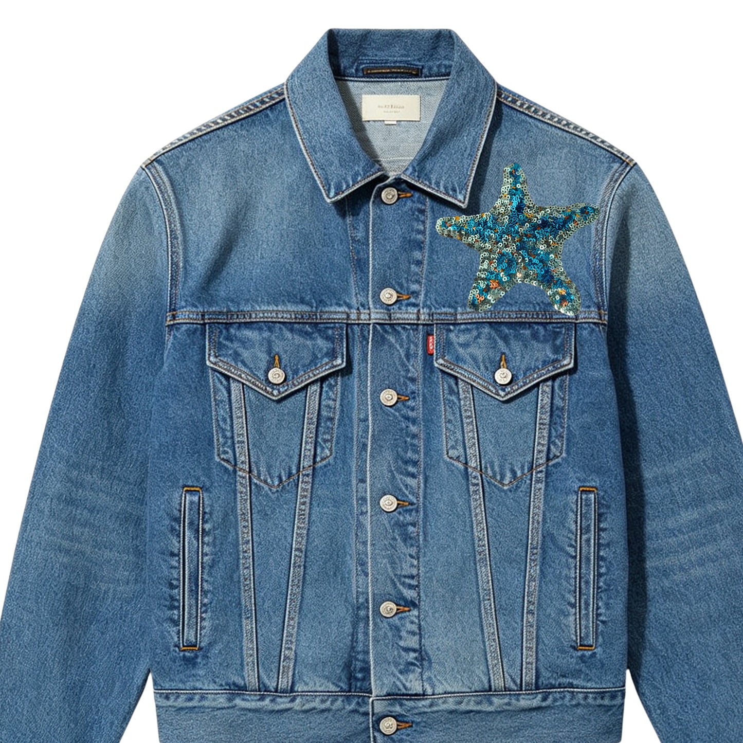 Ocean Theme Sequin Patches Starfish Seashell Iron On Patches Glitter Sequined Appliques