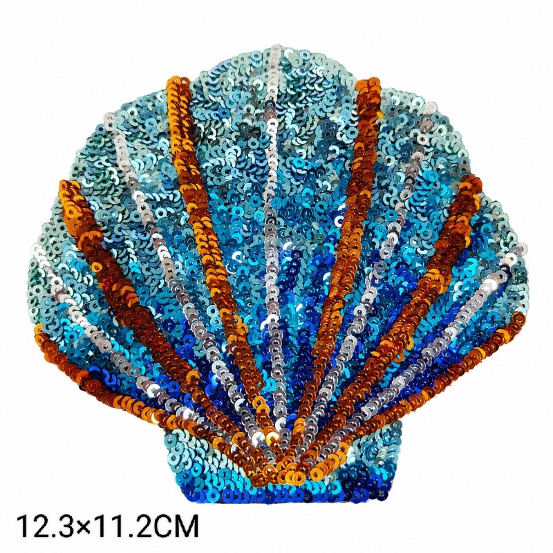 Ocean Theme Sequin Patches Starfish Seashell Iron On Patches Glitter Sequined Appliques