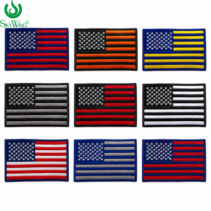 American Flag Embroidery Patch Iron On USA National Flag Sew On Applique For Clothes