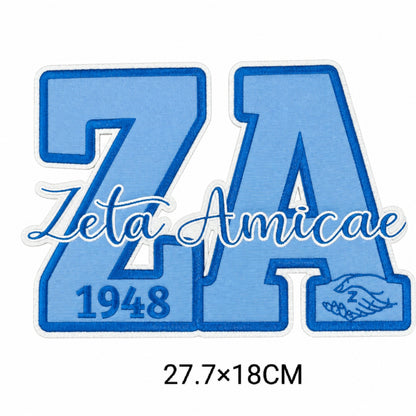 Zeta Amicae Since 1948 Embroidered Patch Iron On Sew On Greek Sorority Letter Badge DIY Applique For Jacket Backpack Clothing Decor