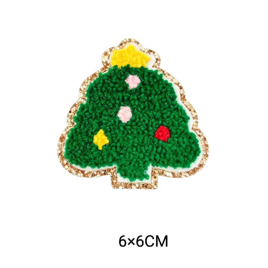 Cute Cartoon Pink Chenille Patches Glitter Border Iron On Patch Towel Embroidery Applique