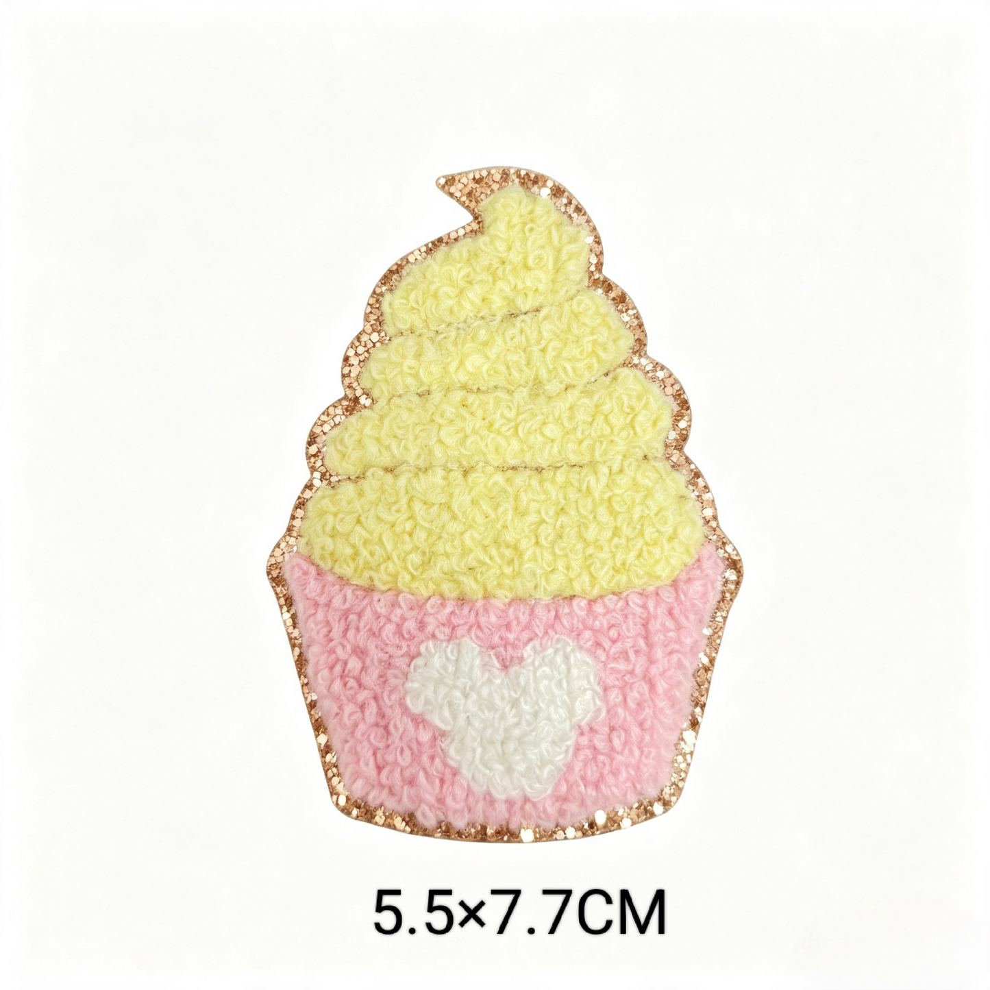 Cute Cartoon Pink Chenille Patches Glitter Border Iron On Patch Towel Embroidery Applique