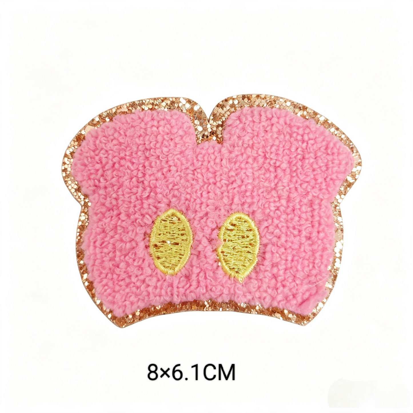 Cute Cartoon Pink Chenille Patches Glitter Border Iron On Patch Towel Embroidery Applique