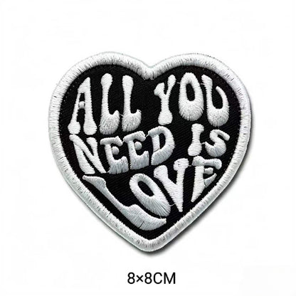 Heart Embroidered Patch ALL YOU NEED IS LOVE Iron On Patches