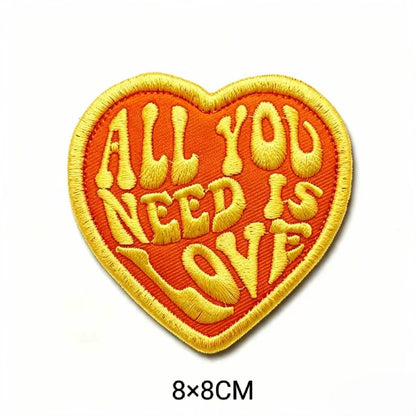 Heart Embroidered Patch ALL YOU NEED IS LOVE Iron On Patches