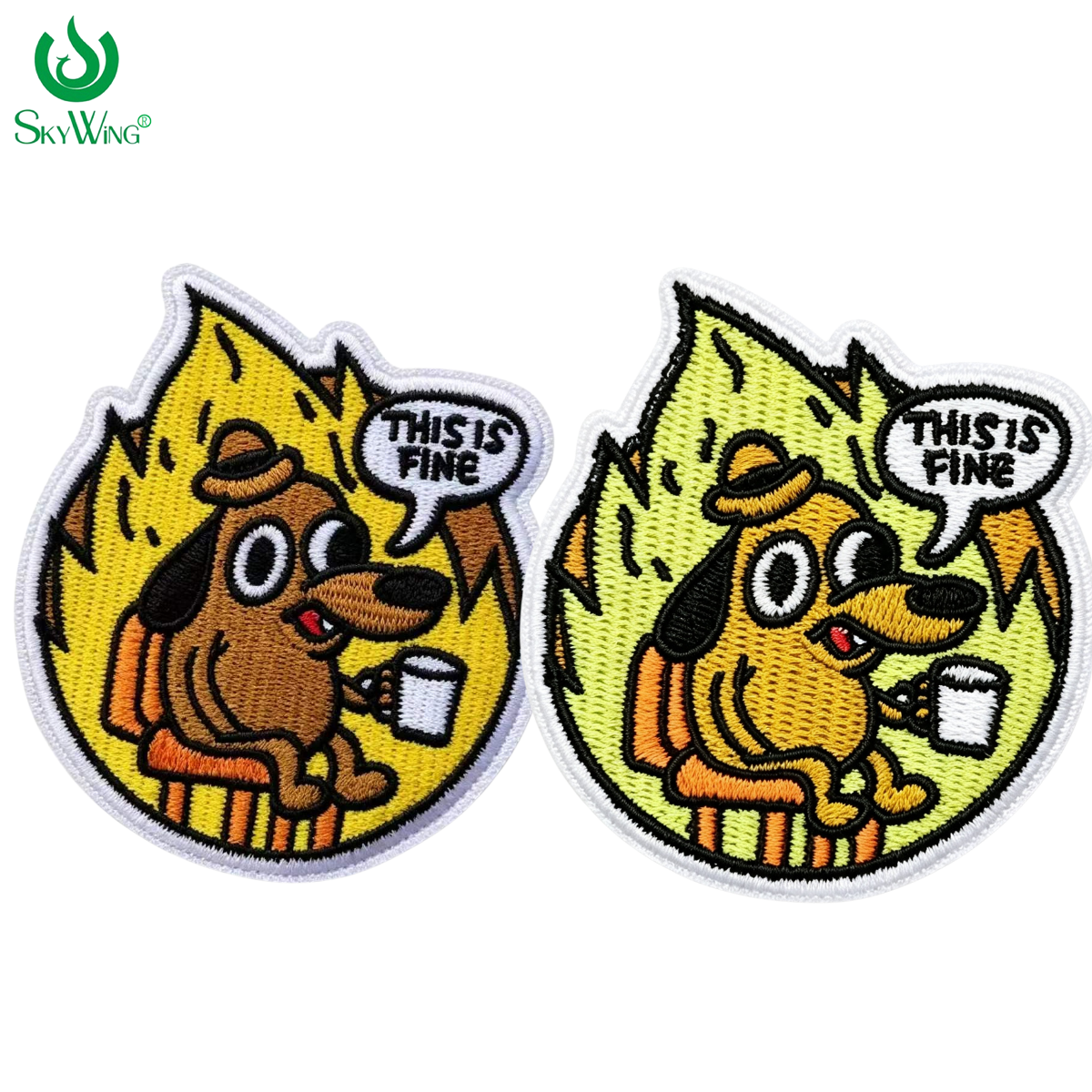This Is Fine Dog Embroidery Patch Iron On Sew On Patch Cartoon Patches