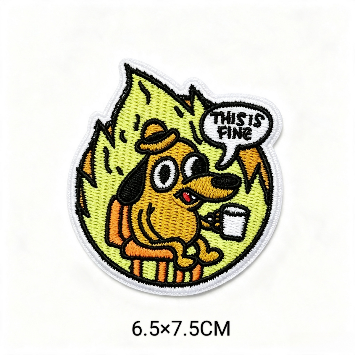 This Is Fine Dog Embroidery Patch Iron On Sew On Patch Cartoon Patches