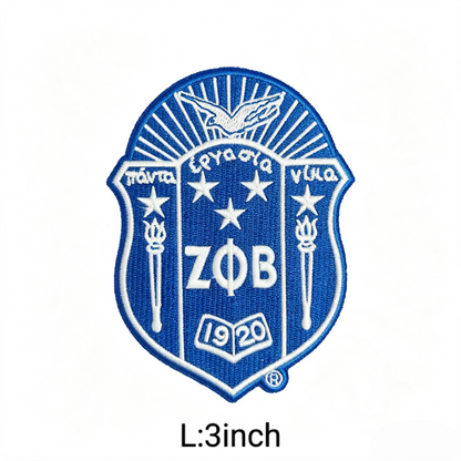 Zeta Phi Beta Shield Crest Embroidered Iron On Patch