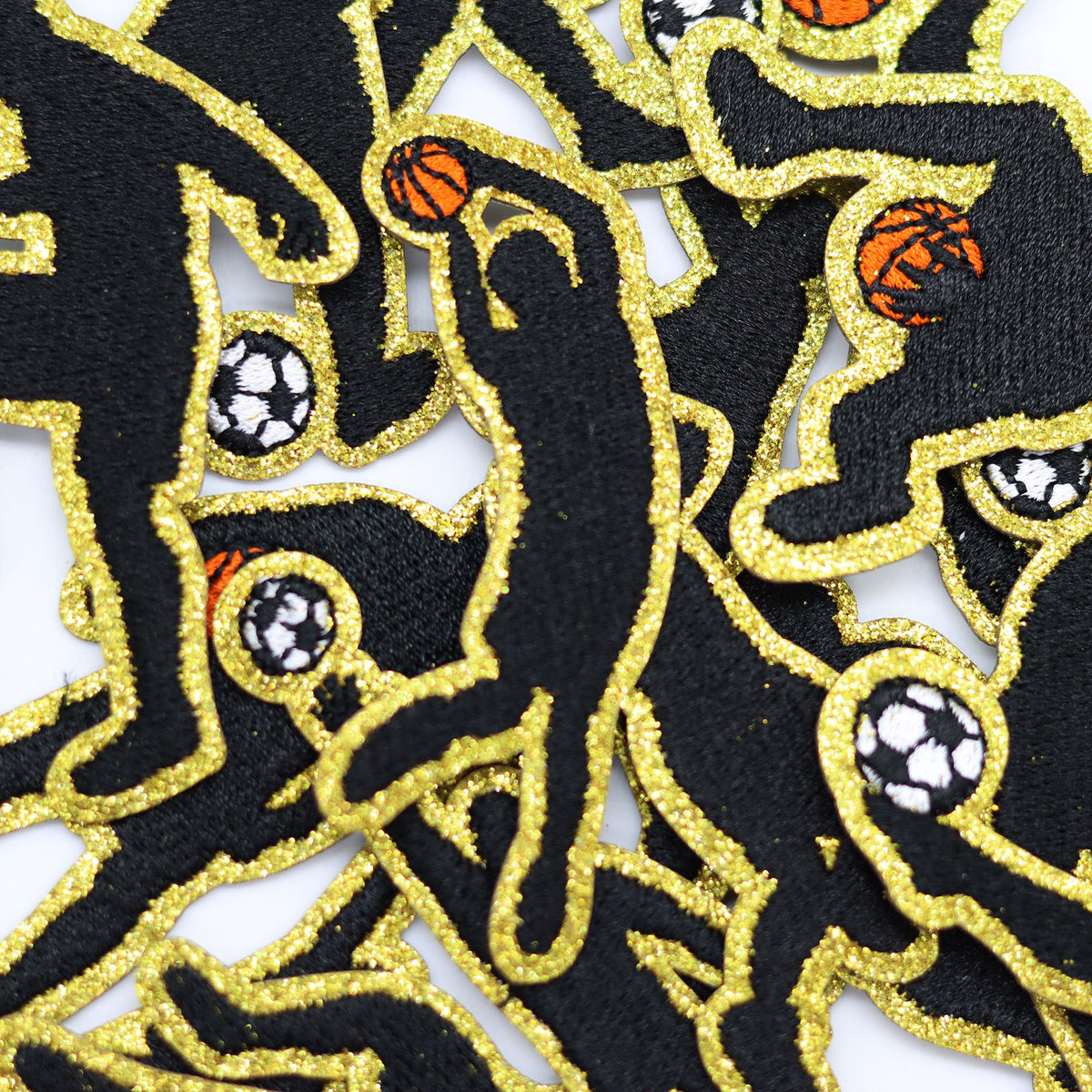 Sports Player Silhouette Iron On Patches Basketball Football Sports Posture Embroidered Patch