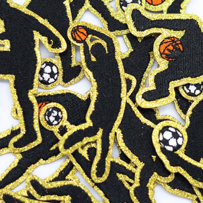 Sports Player Silhouette Iron On Patches Basketball Football Sports Posture Embroidered Patch