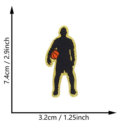 Sports Player Silhouette Iron On Patches Basketball Football Sports Posture Embroidered Patch