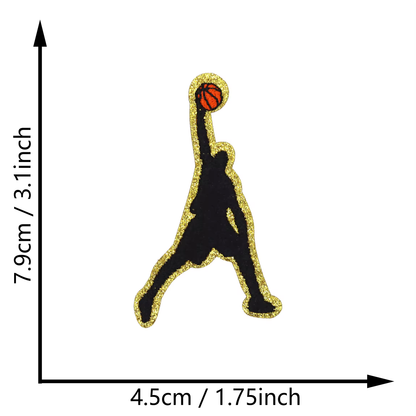 Sports Player Silhouette Iron On Patches Basketball Football Sports Posture Embroidered Patch