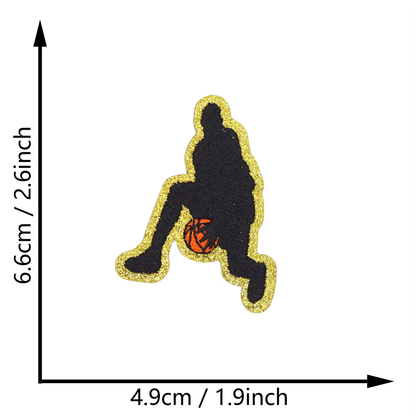 Sports Player Silhouette Iron On Patches Basketball Football Sports Posture Embroidered Patch