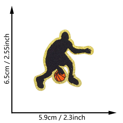 Sports Player Silhouette Iron On Patches Basketball Football Sports Posture Embroidered Patch