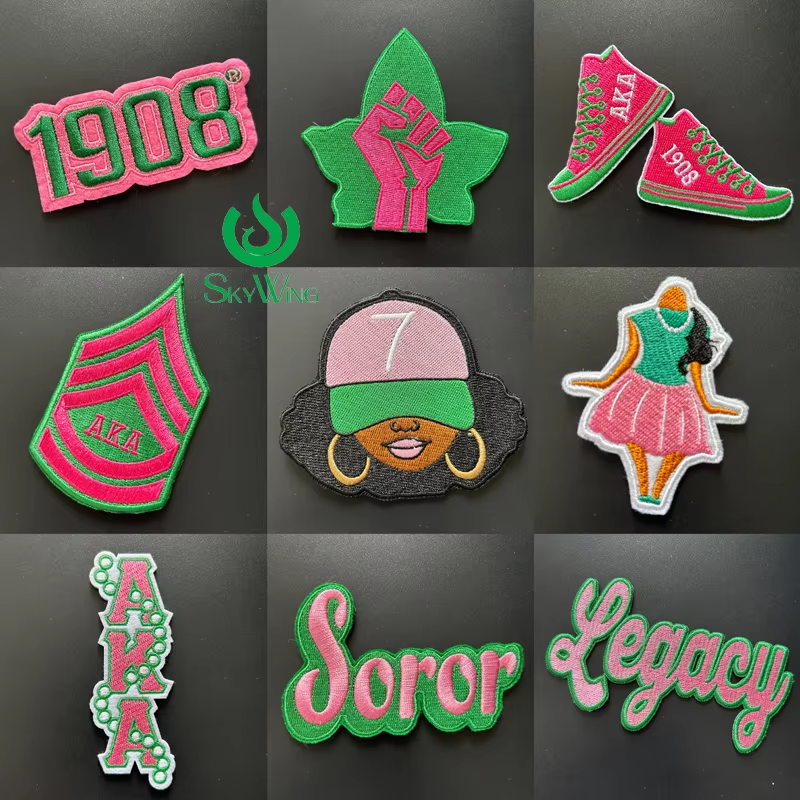 2Pcs Small Size AKA Alpha Kappa Alpha Sorority Pearl Ivy Shield Embroidered