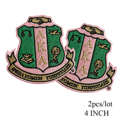 2Pcs Small Size AKA Alpha Kappa Alpha Sorority Pearl Ivy Shield Embroidered
