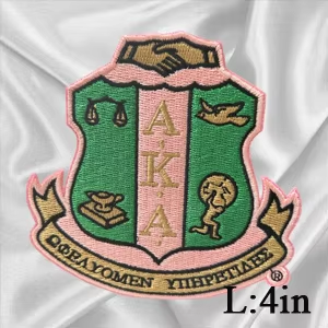 2Pcs Small Size AKA Alpha Kappa Alpha Sorority Pearl Ivy Shield Embroidered