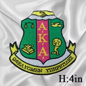 2Pcs Small Size AKA Alpha Kappa Alpha Sorority Pearl Ivy Shield Embroidered