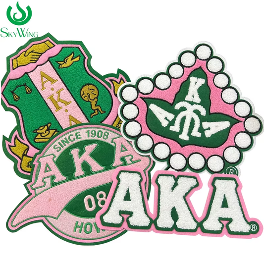 Chenille Shield Patch Set Alpha Kappa Alpha Sorority Iron on Patch