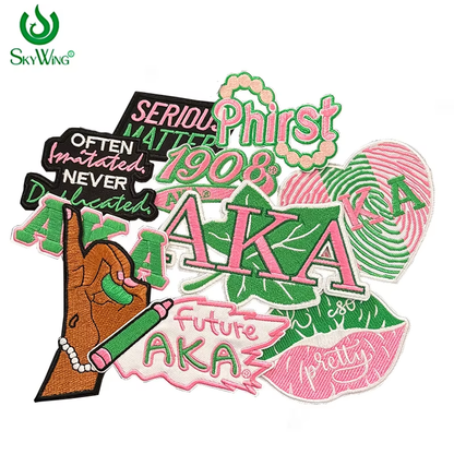 2pcs Alpha Kappa Alpha Sorority Embroidered Iron on Patches for Clothing