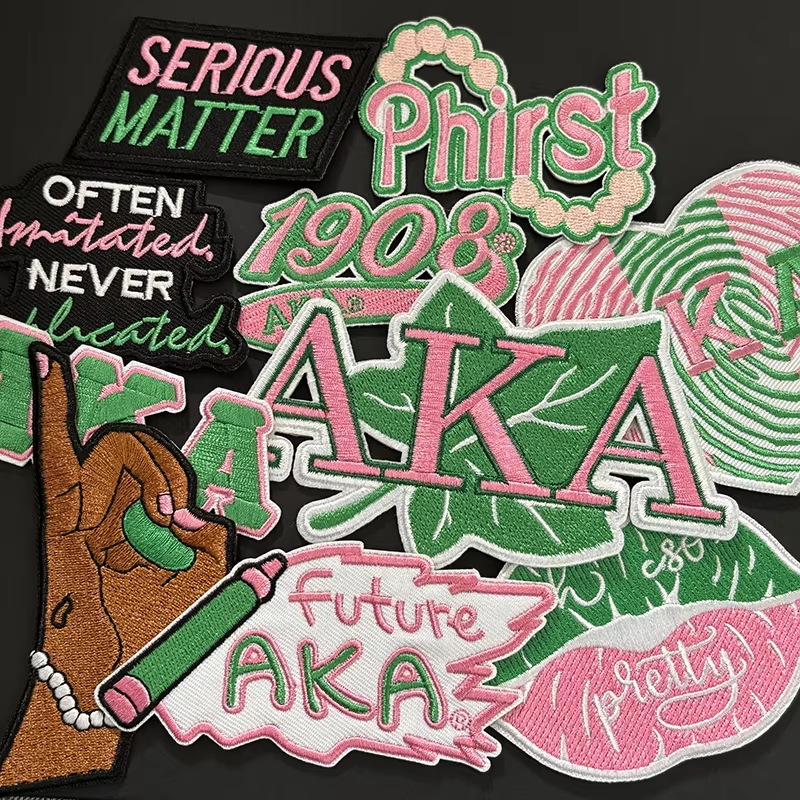 2pcs Alpha Kappa Alpha Sorority Embroidered Iron on Patches for Clothing