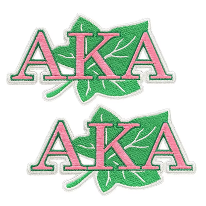 2pcs Alpha Kappa Alpha Sorority Embroidered Iron on Patches for Clothing