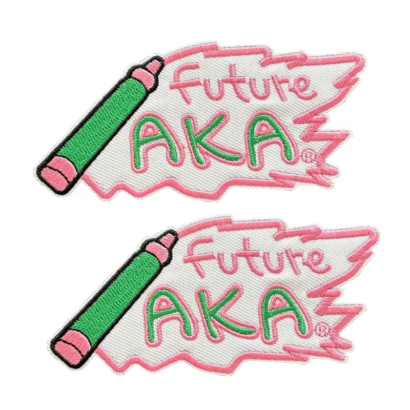 2pcs Alpha Kappa Alpha Sorority Embroidered Iron on Patches for Clothing