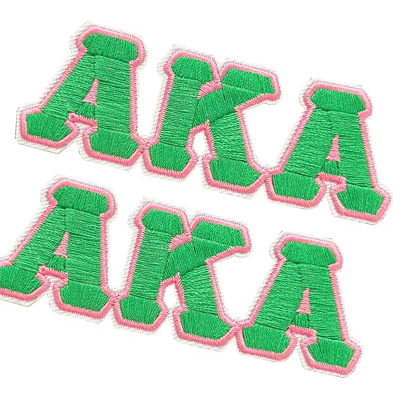 2pcs Alpha Kappa Alpha Sorority Embroidered Iron on Patches for Clothing