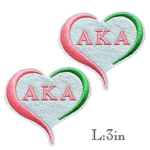 2pcs Alpha Kappa Alpha Sorority Embroidered Iron on Patches for Clothing