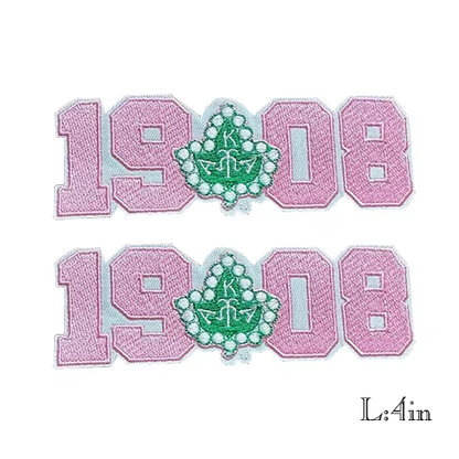 2pcs Alpha Kappa Alpha Sorority Embroidered Iron on Patches for Clothing
