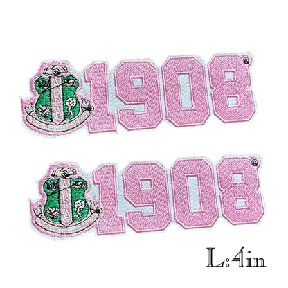 2pcs Alpha Kappa Alpha Sorority Embroidered Iron on Patches for Clothing
