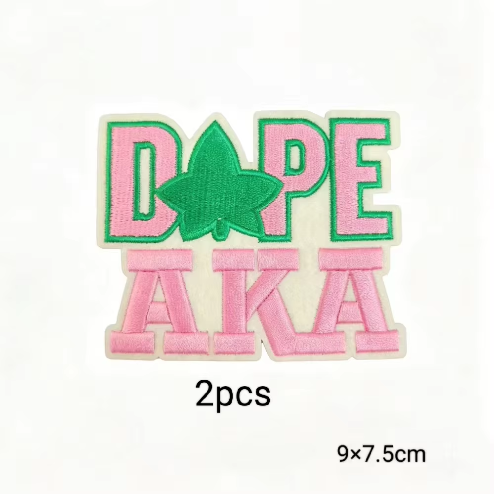 2pcs Alpha Kappa Alpha Sorority Embroidered Iron on Patches for Clothing