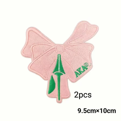 2pcs Alpha Kappa Alpha Sorority Embroidered Iron on Patches for Clothing