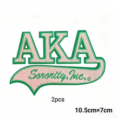 2pcs Alpha Kappa Alpha Sorority Embroidered Iron on Patches for Clothing