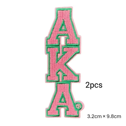 2pcs Alpha Kappa Alpha Sorority Embroidered Iron on Patches for Clothing