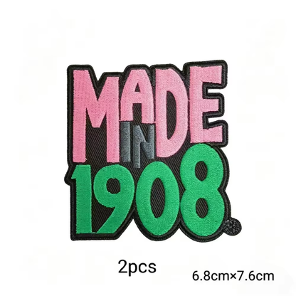 2pcs Alpha Kappa Alpha Sorority Embroidered Iron on Patches for Clothing