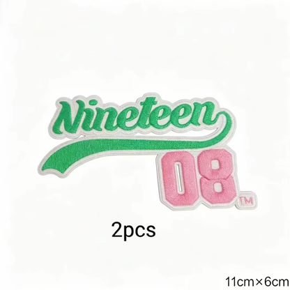 2pcs Alpha Kappa Alpha Sorority Embroidered Iron on Patches for Clothing