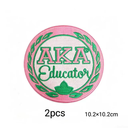 2pcs Alpha Kappa Alpha Sorority Embroidered Iron on Patches for Clothing