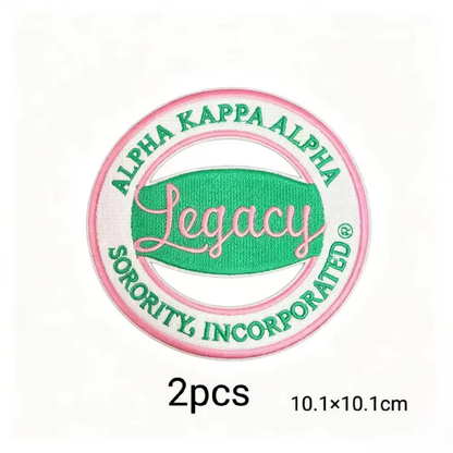 2pcs Alpha Kappa Alpha Sorority Embroidered Iron on Patches for Clothing